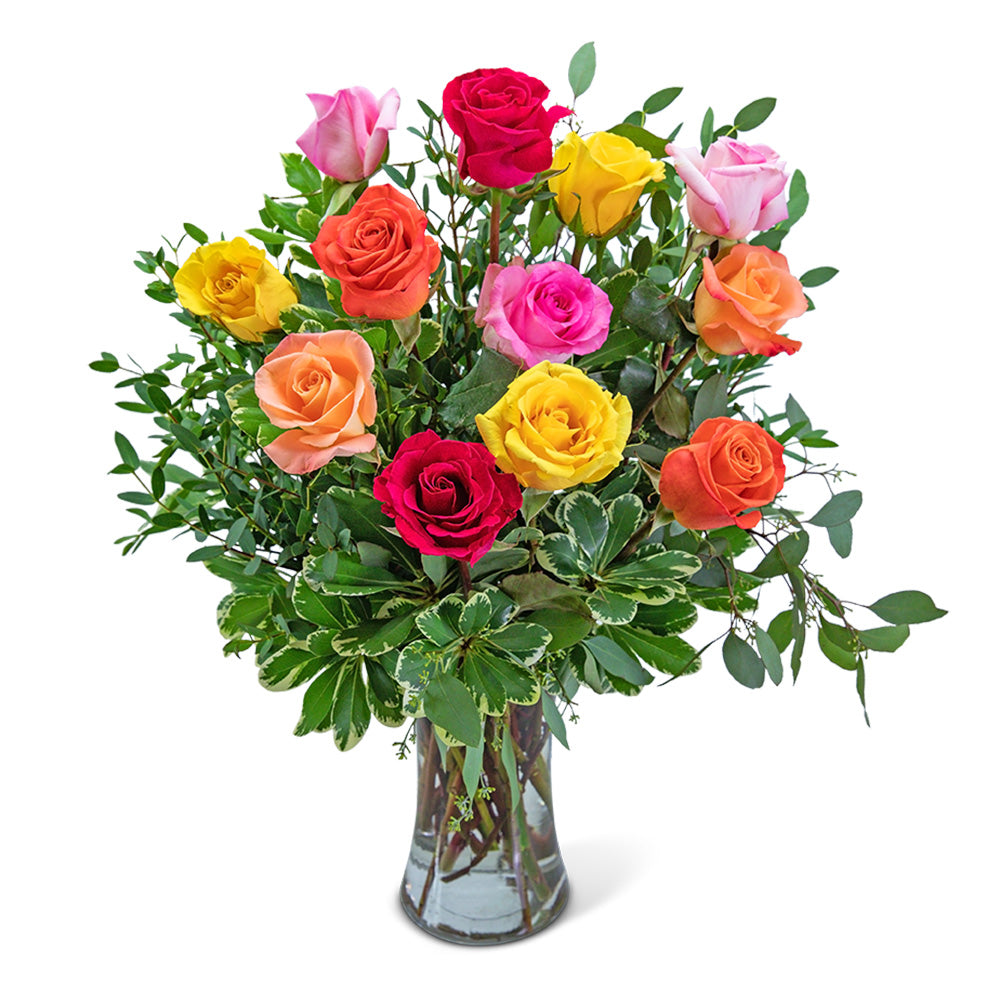 One Dozen Vibrant Roses – PETERSEN & TIETZ FLORISTS & GREENHOUSES, Waterloo IA