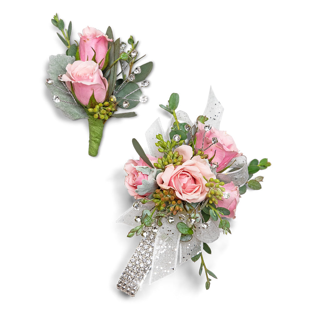 Glossy Corsage and Boutonniere Set – PETERSEN & TIETZ FLORISTS & GREENHOUSES, Waterloo IA