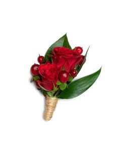 Crimson Boutonniere – PETERSEN & TIETZ FLORISTS & GREENHOUSES, Waterloo IA