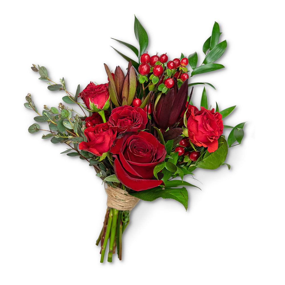 Crimson Hand-tied Bouquet – PETERSEN & TIETZ FLORISTS & GREENHOUSES, Waterloo IA