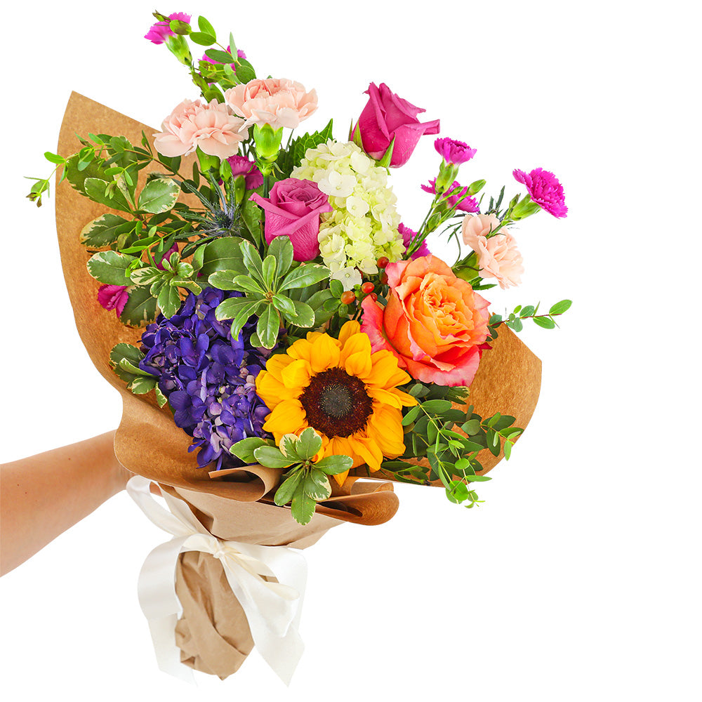 Seasonal Blooms Wrapped Bouquet – PETERSEN & TIETZ FLORISTS & GREENHOUSES, Waterloo IA