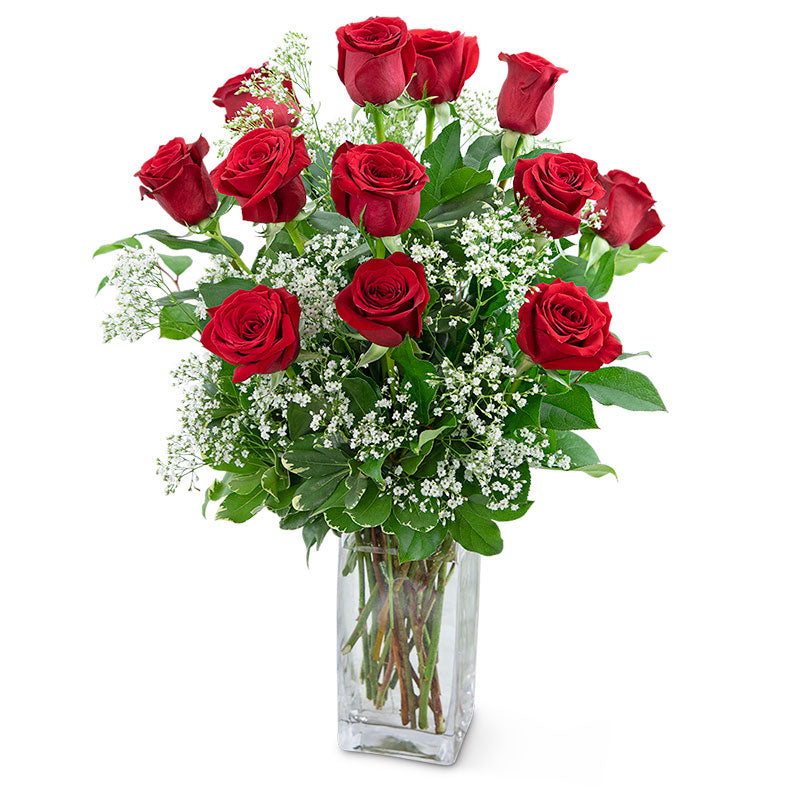 Dozen Roses in a Cloud – PETERSEN & TIETZ FLORISTS & GREENHOUSES, Waterloo IA