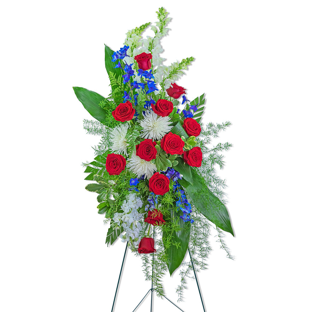 Valiant Honor Standing Spray – PETERSEN & TIETZ FLORISTS & GREENHOUSES, Waterloo IA