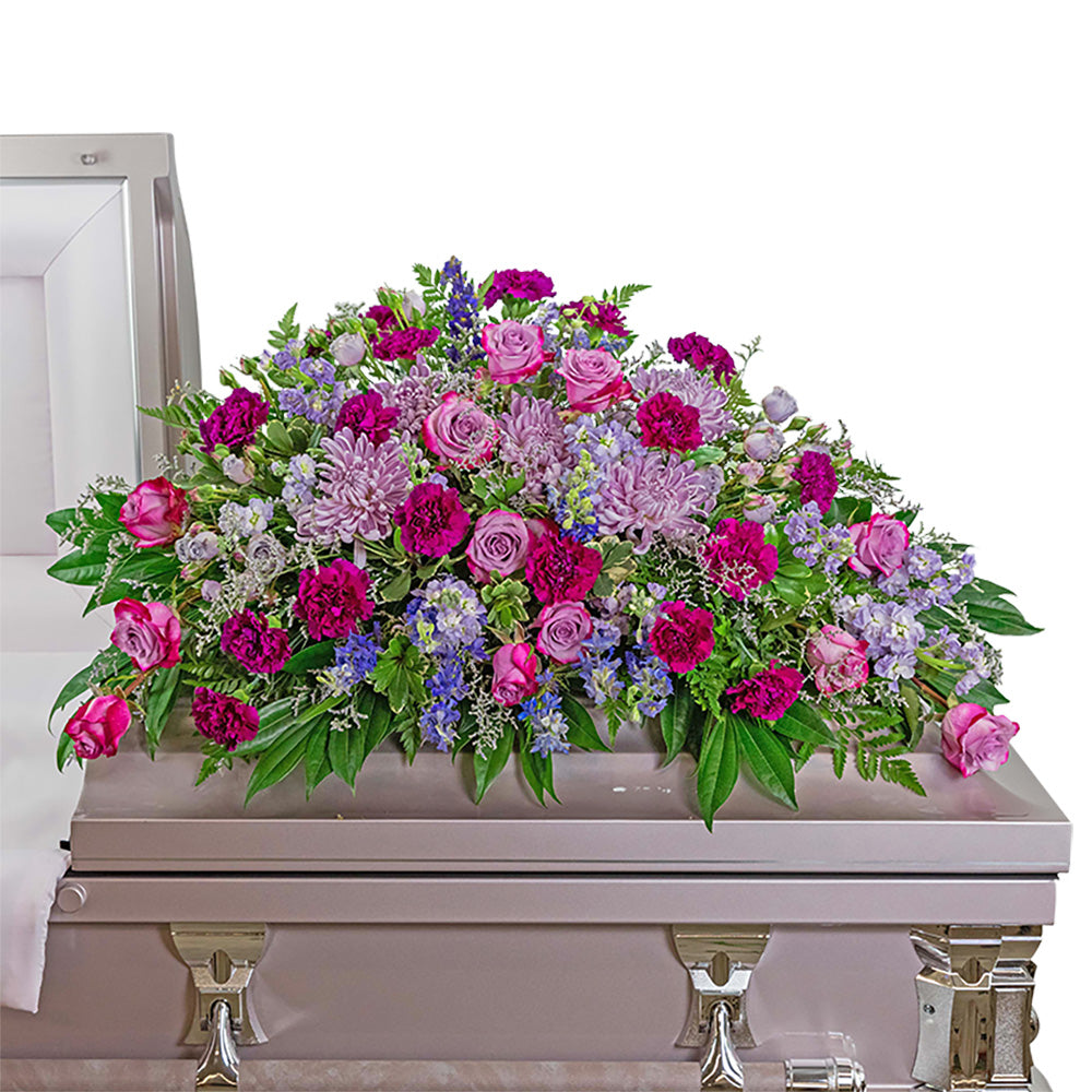 Gracefully Majestic Casket Spray – PETERSEN & TIETZ FLORISTS & GREENHOUSES, Waterloo IA