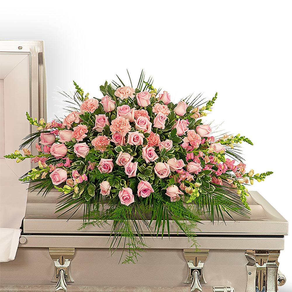Forever Adored Casket Spray – PETERSEN & TIETZ FLORISTS & GREENHOUSES, Waterloo IA
