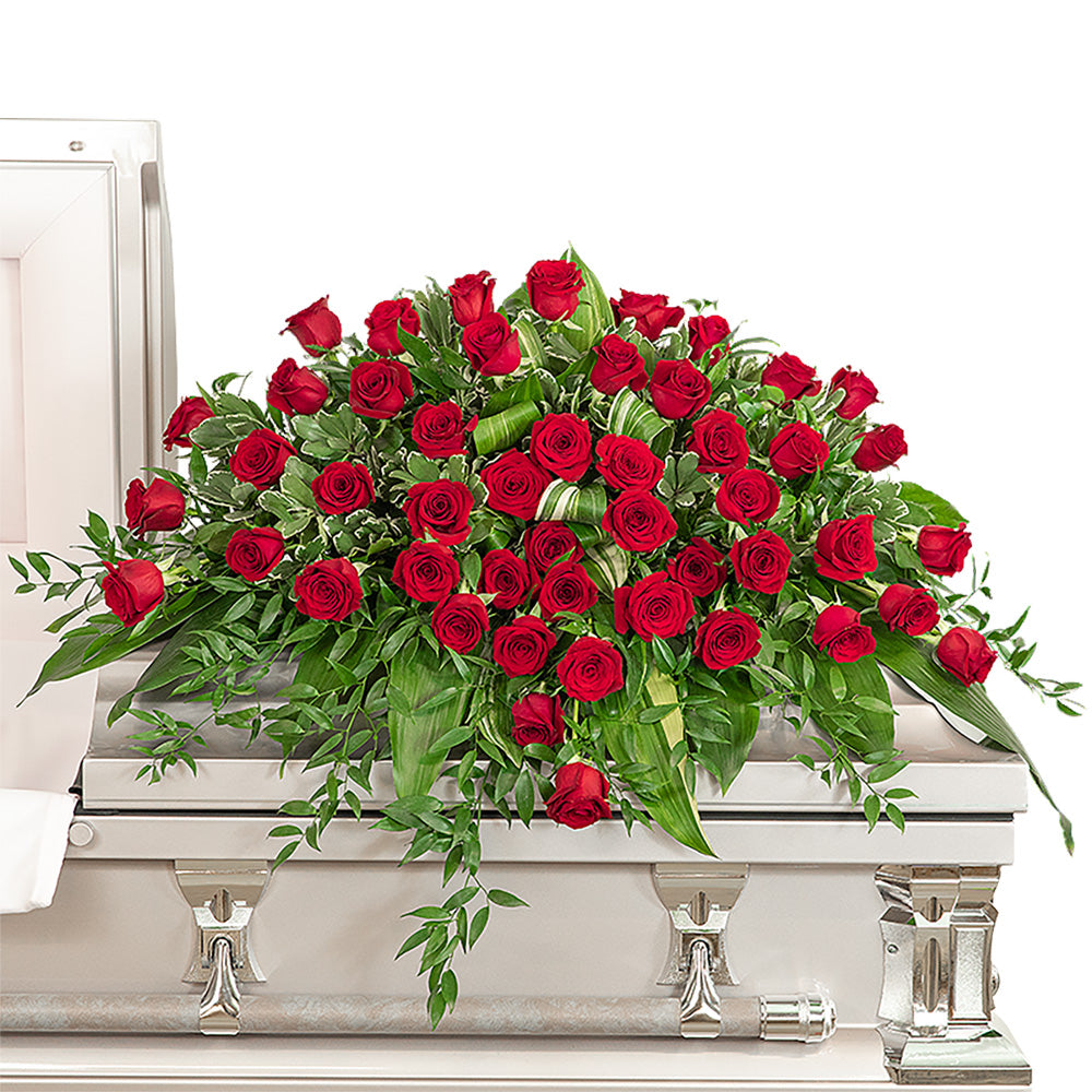 Everlasting Love Casket Spray – PETERSEN & TIETZ FLORISTS & GREENHOUSES, Waterloo IA