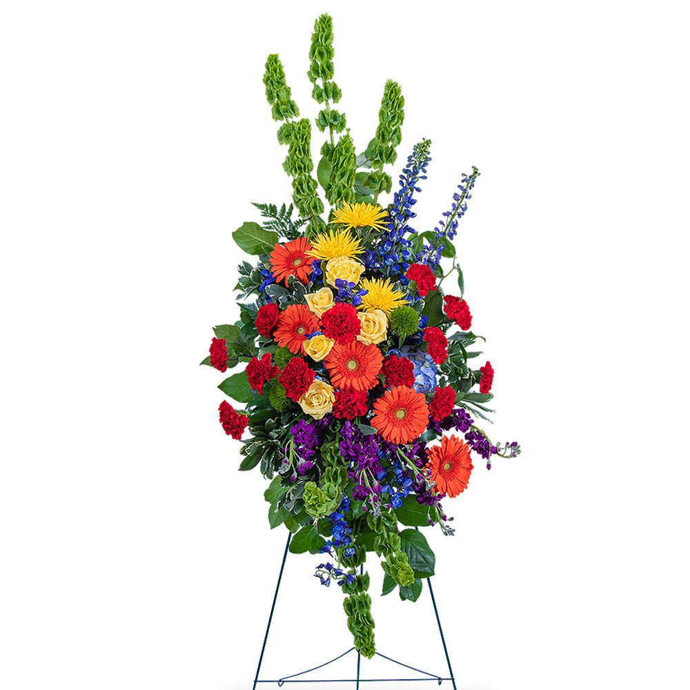 Vibrant Life Standing Spray – PETERSEN & TIETZ FLORISTS & GREENHOUSES, Waterloo IA