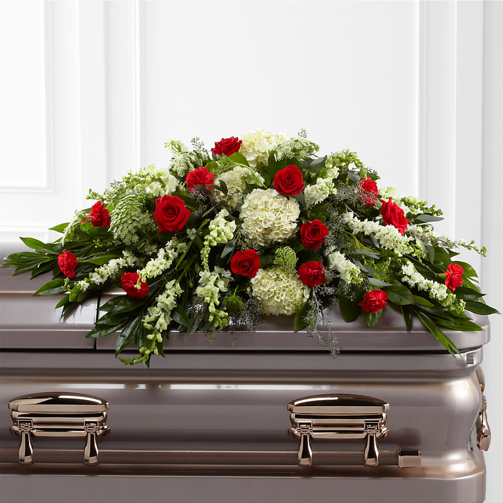 Sincerity Casket Spray – PETERSEN & TIETZ FLORISTS & GREENHOUSES, Waterloo IA