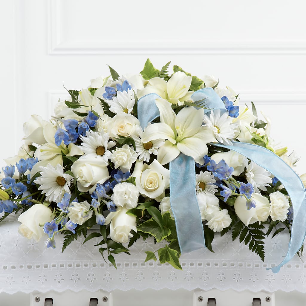 Tender Treasure Casket Spray – PETERSEN & TIETZ FLORISTS & GREENHOUSES, Waterloo IA