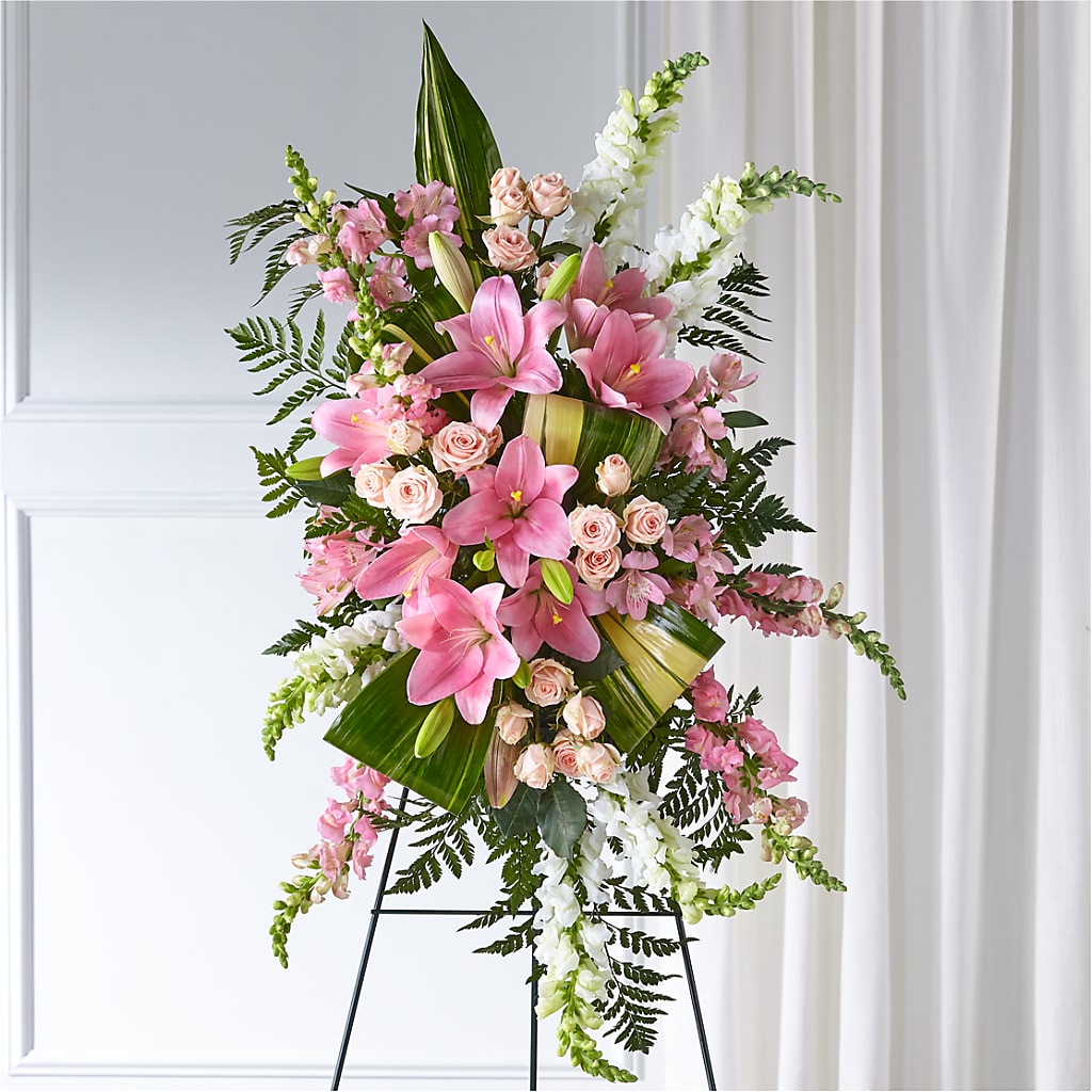 Elegant Embrace Standing Spray – PETERSEN & TIETZ FLORISTS & GREENHOUSES, Waterloo IA