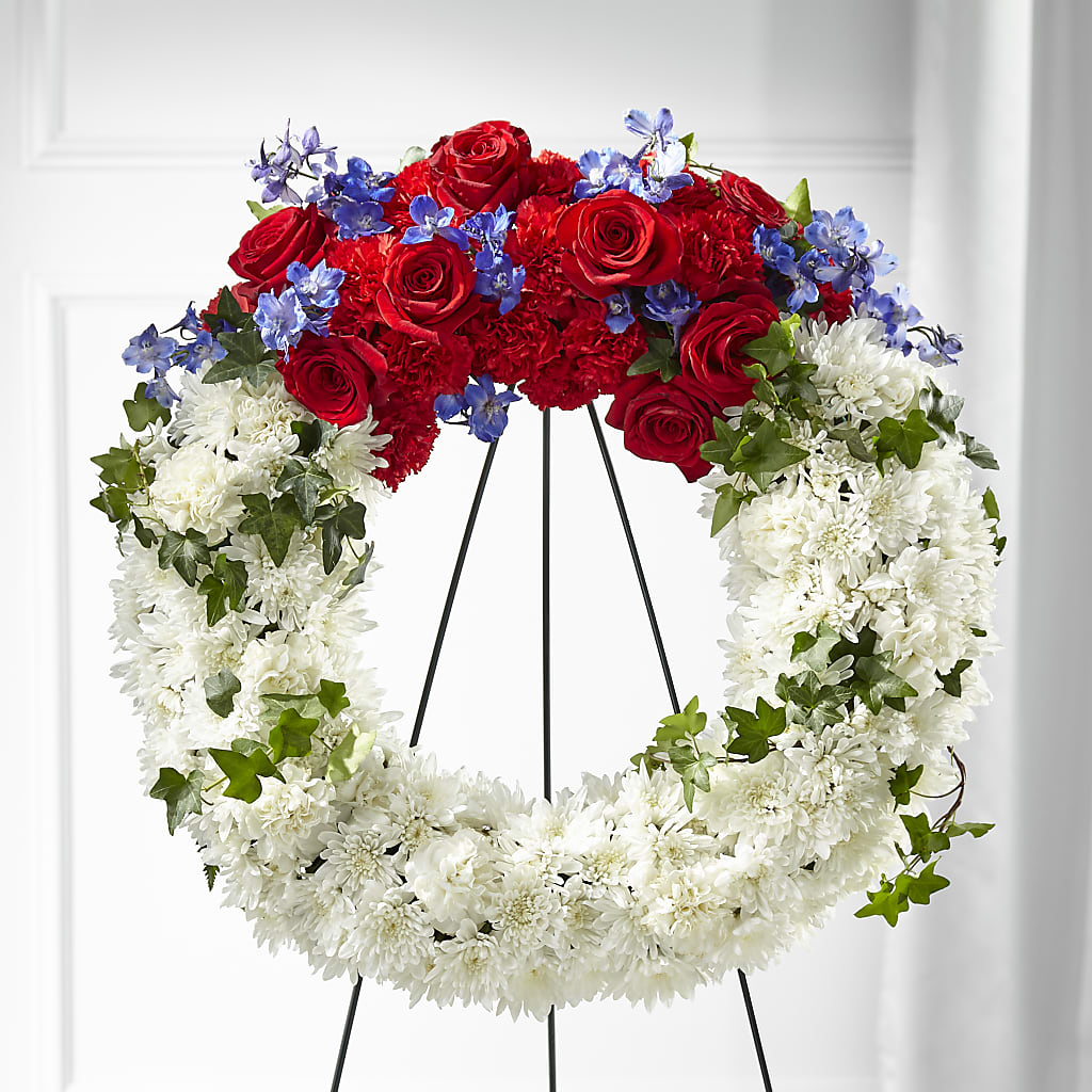 Patriotic Passion Wreath – PETERSEN & TIETZ FLORISTS & GREENHOUSES, Waterloo IA