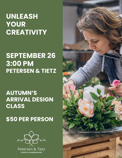 Autumn's Arrival Design Class 09/26/26 – PETERSEN & TIETZ FLORISTS & GREENHOUSES, Waterloo IA