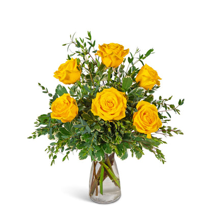 Half Dozen Yellow Roses – PETERSEN & TIETZ FLORISTS & GREENHOUSES, Waterloo IA