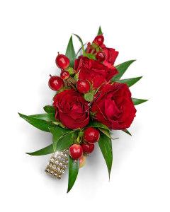Crimson Corsage – PETERSEN & TIETZ FLORISTS & GREENHOUSES, Waterloo IA