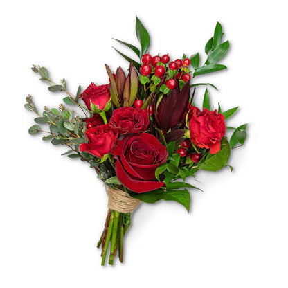 Crimson Hand-tied Bouquet – PETERSEN & TIETZ FLORISTS & GREENHOUSES, Waterloo IA