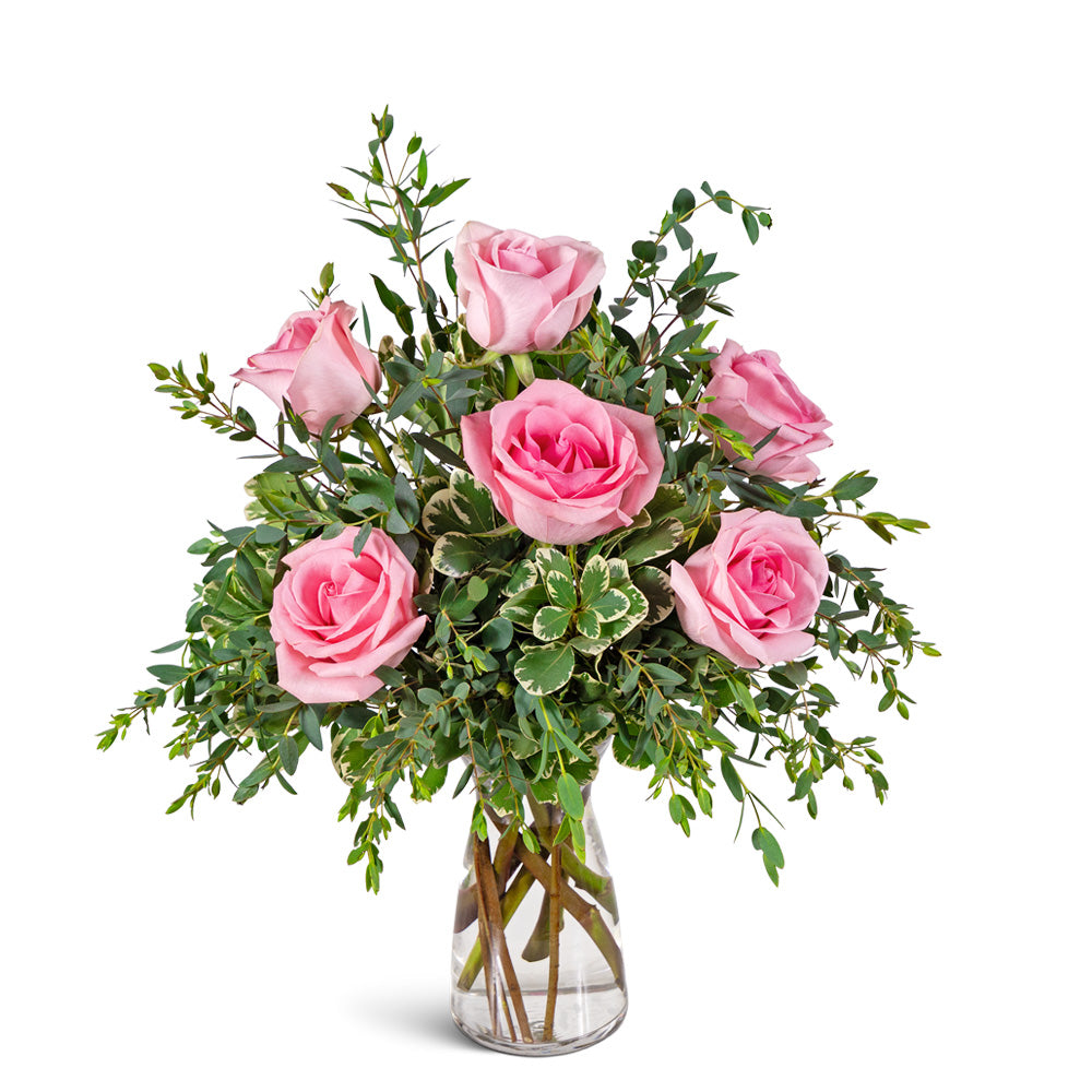 Half Dozen Pink Roses – PETERSEN & TIETZ FLORISTS & GREENHOUSES, Waterloo IA