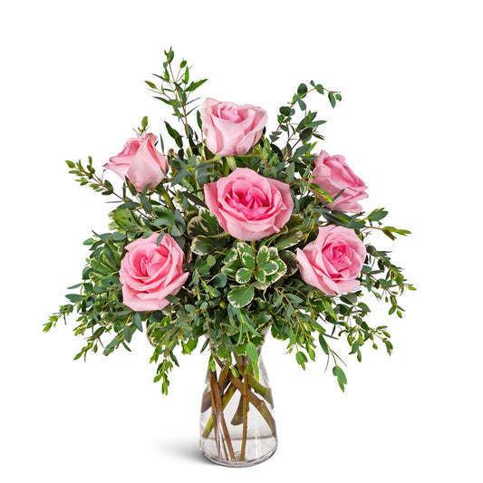 Half Dozen Pink Roses – PETERSEN & TIETZ FLORISTS & GREENHOUSES, Waterloo IA