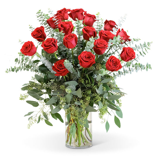 Red Roses with Eucalyptus Foliage (18)