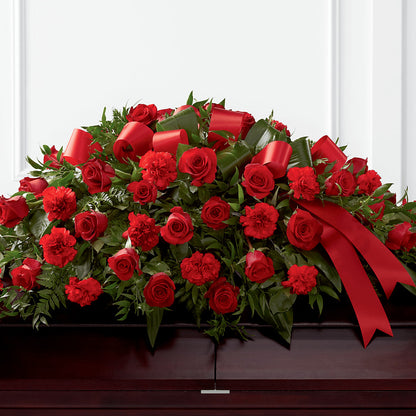 Tribute of Life Casket Spray – PETERSEN & TIETZ FLORISTS & GREENHOUSES, Waterloo IA