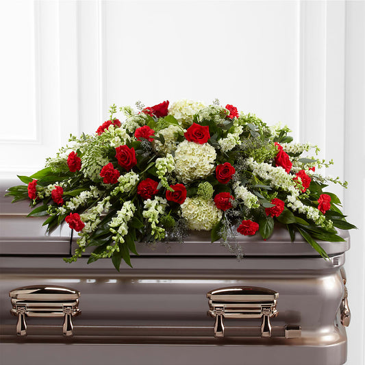 Sincerity Casket Spray – PETERSEN & TIETZ FLORISTS & GREENHOUSES, Waterloo IA