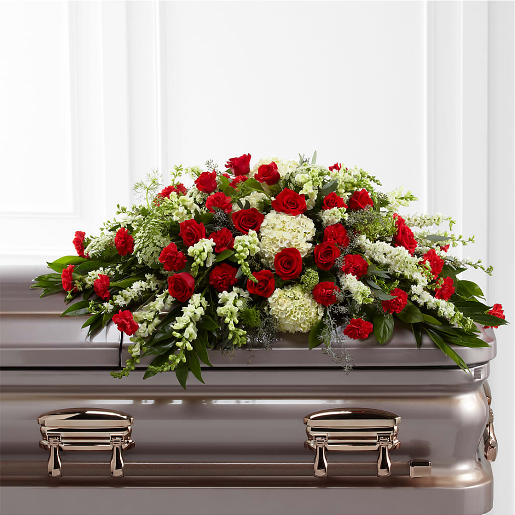 Sincerity Casket Spray – PETERSEN & TIETZ FLORISTS & GREENHOUSES, Waterloo IA
