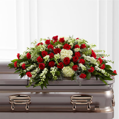 Sincerity Casket Spray – PETERSEN & TIETZ FLORISTS & GREENHOUSES, Waterloo IA