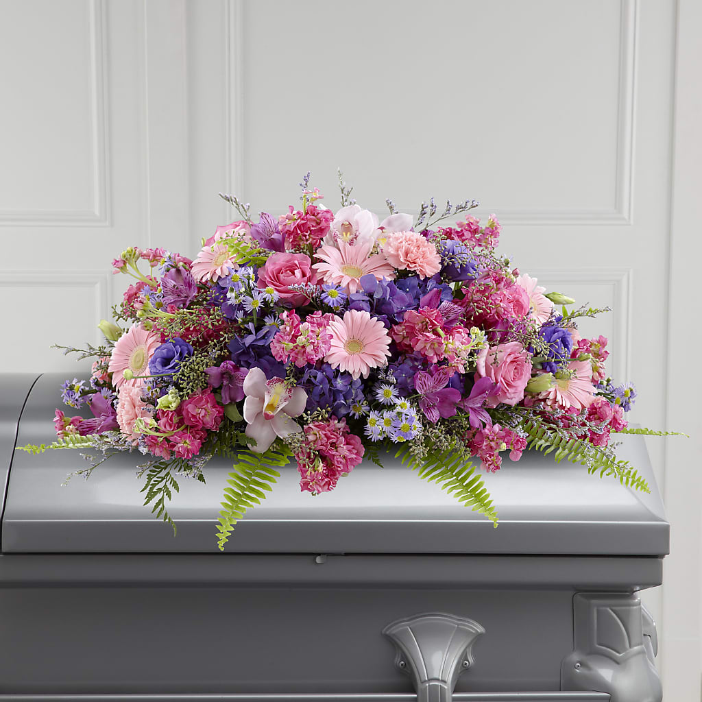 Glorious Garden Casket Spray – PETERSEN & TIETZ FLORISTS & GREENHOUSES, Waterloo IA