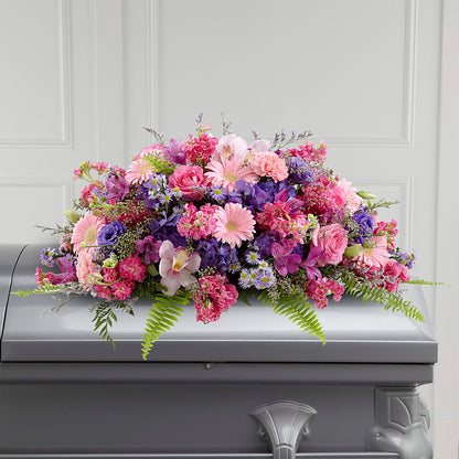 Glorious Garden Casket Spray – PETERSEN & TIETZ FLORISTS & GREENHOUSES, Waterloo IA