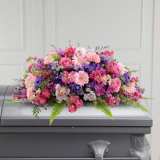 Glorious Garden Casket Spray – PETERSEN & TIETZ FLORISTS & GREENHOUSES, Waterloo IA