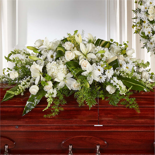 Abundance Casket Spray – PETERSEN & TIETZ FLORISTS & GREENHOUSES, Waterloo IA