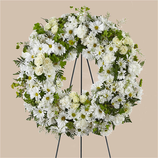 Faithful Wishes Wreath – PETERSEN & TIETZ FLORISTS & GREENHOUSES, Waterloo IA