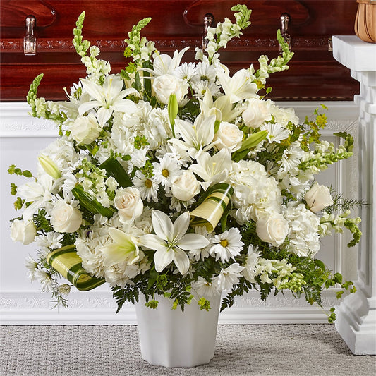 Thoughts of Tranquility Floor Basket – PETERSEN & TIETZ FLORISTS & GREENHOUSES, Waterloo IA