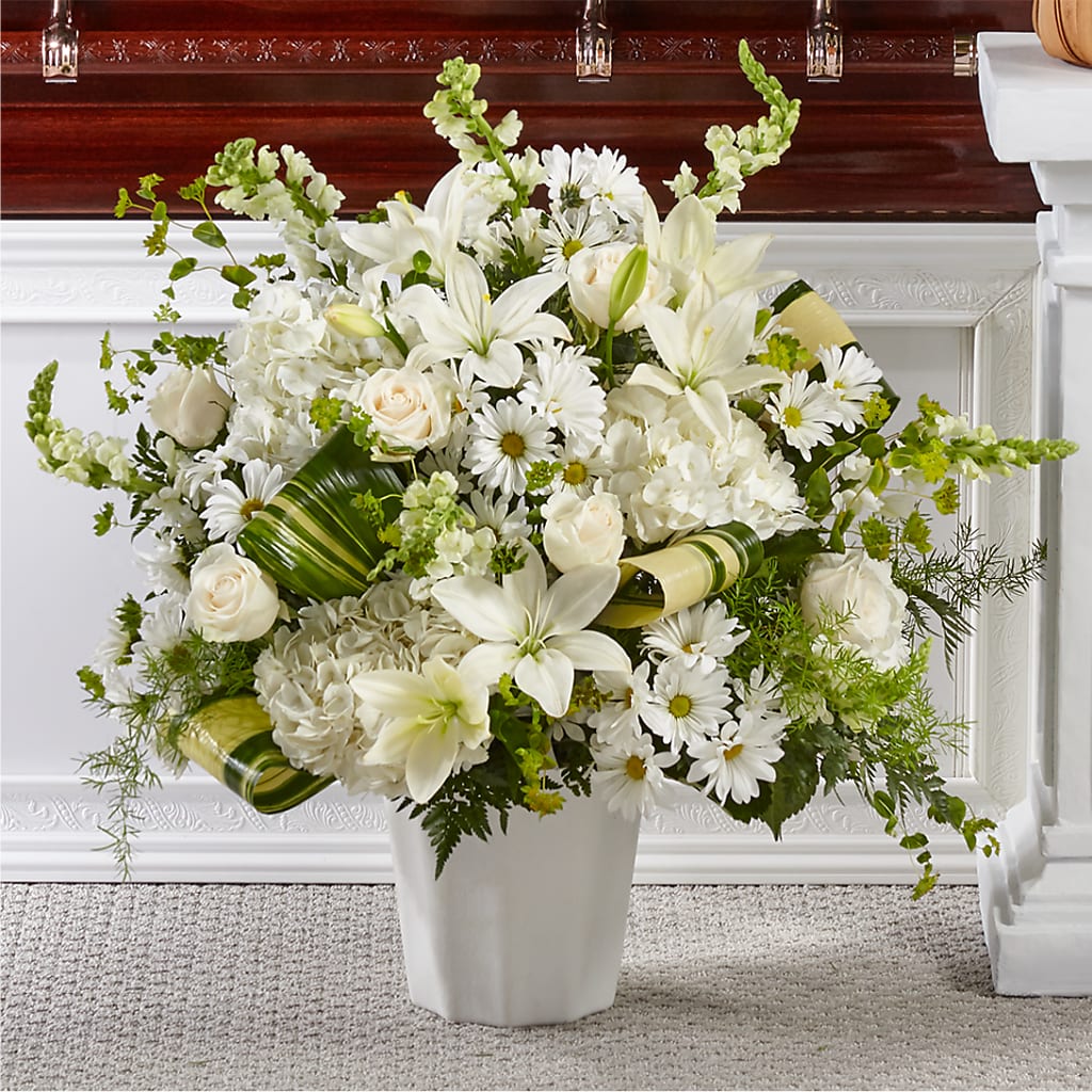 Thoughts of Tranquility Floor Basket – PETERSEN & TIETZ FLORISTS & GREENHOUSES, Waterloo IA
