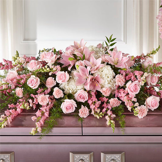 Life & Remembrance Casket Spray – PETERSEN & TIETZ FLORISTS & GREENHOUSES, Waterloo IA