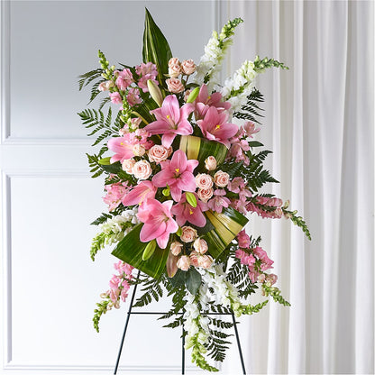 Elegant Embrace Standing Spray – PETERSEN & TIETZ FLORISTS & GREENHOUSES, Waterloo IA
