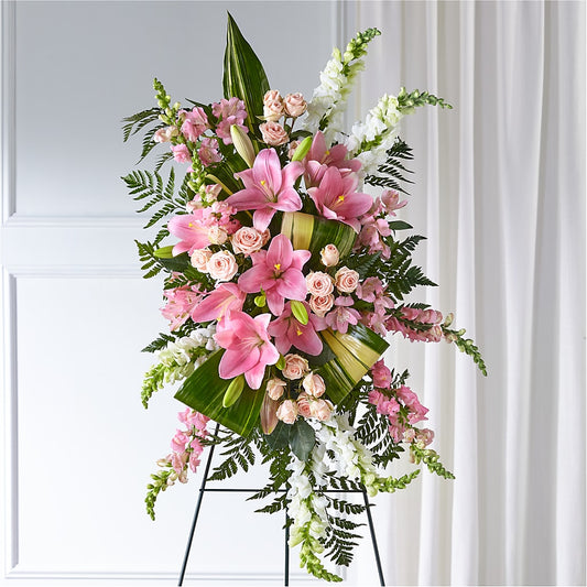 Elegant Embrace Standing Spray – PETERSEN & TIETZ FLORISTS & GREENHOUSES, Waterloo IA
