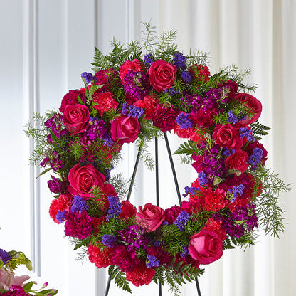 Calming Colors Wreath – PETERSEN & TIETZ FLORISTS & GREENHOUSES, Waterloo IA