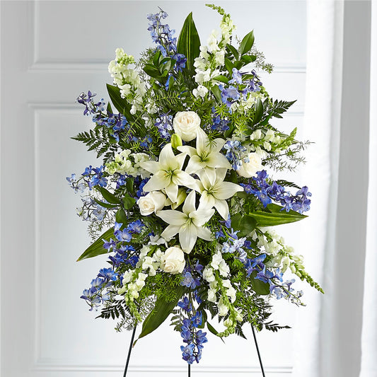 Faithful Friend Standing Spray – PETERSEN & TIETZ FLORISTS & GREENHOUSES, Waterloo IA