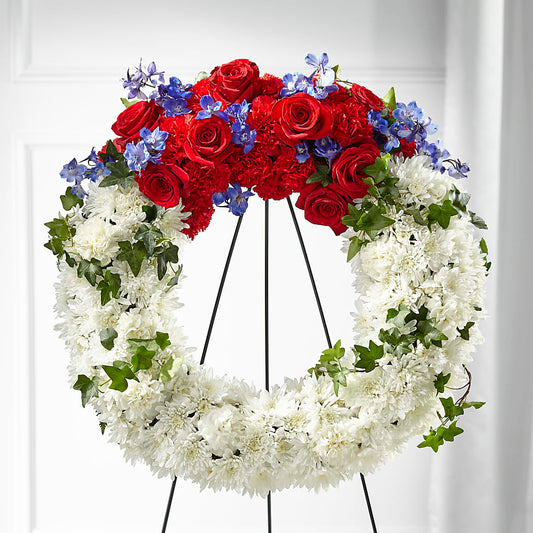 Patriotic Passion Wreath – PETERSEN & TIETZ FLORISTS & GREENHOUSES, Waterloo IA