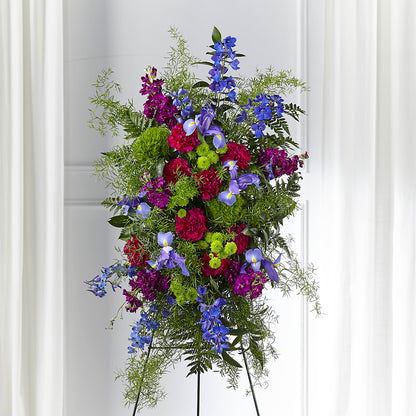 Heavenly Skies Standing Spray – PETERSEN & TIETZ FLORISTS & GREENHOUSES, Waterloo IA