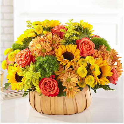 Harvest Sunflower Basket – PETERSEN & TIETZ FLORISTS & GREENHOUSES, Waterloo IA