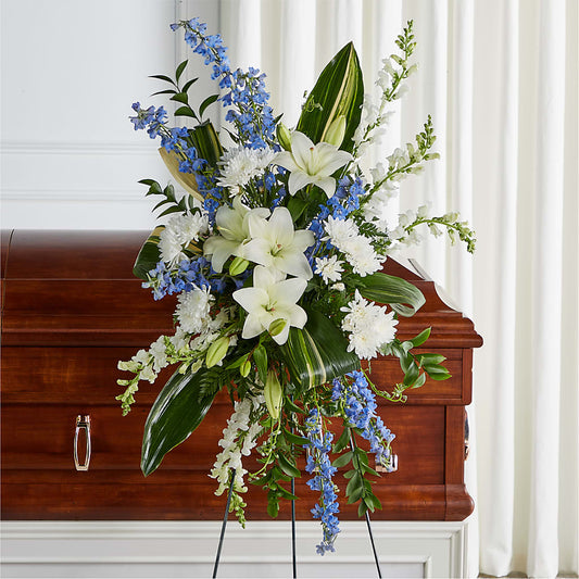 Eternal Impressions Standing Spray – PETERSEN & TIETZ FLORISTS & GREENHOUSES, Waterloo IA