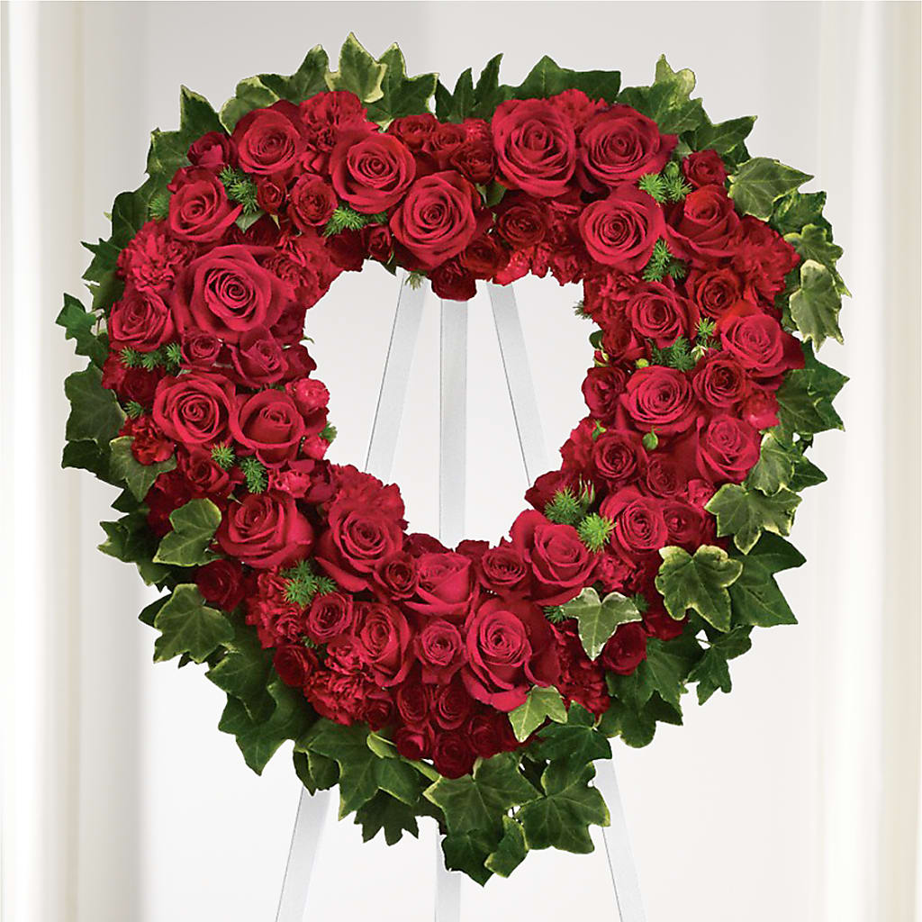 Wholehearted Standing Spray – PETERSEN & TIETZ FLORISTS & GREENHOUSES, Waterloo IA