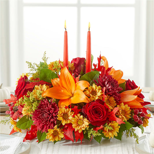Autumn's Embrace Centerpiece – PETERSEN & TIETZ FLORISTS & GREENHOUSES, Waterloo IA