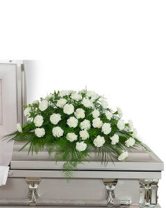 Peaceful in White Casket Spray